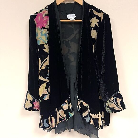 Soft Surroundings velvet and silk jacket. Size L/P - Picture 1 of 9